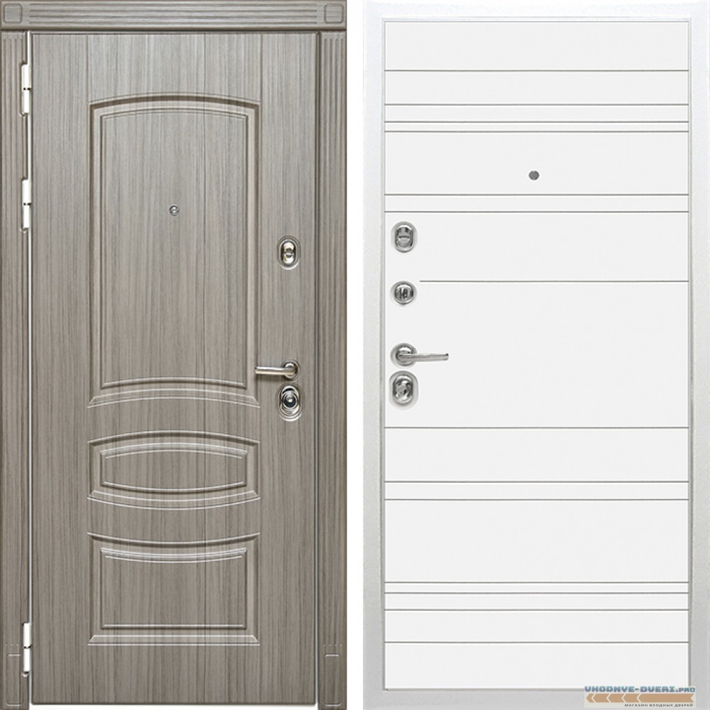 Стальная дверь в квартиру Сударь Diva MD 42 Сандал серый - Д5 Белый софт