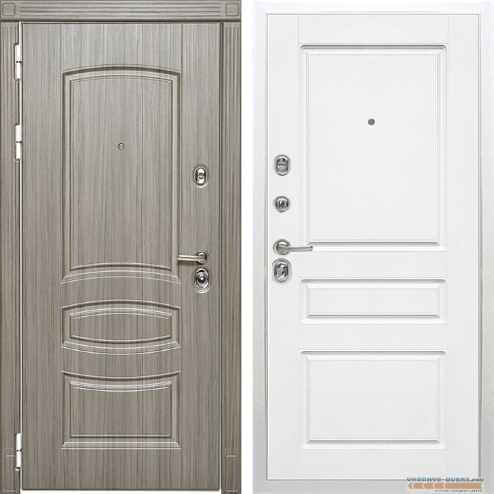 Стальная дверь в квартиру Сударь Diva MD 42 Сандал серый - M13 Белый софт