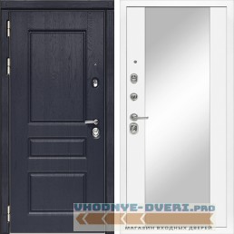 Входная дверь Сударь МД-45 Роял Вуд синий - M15 Белый софт с зеркалом