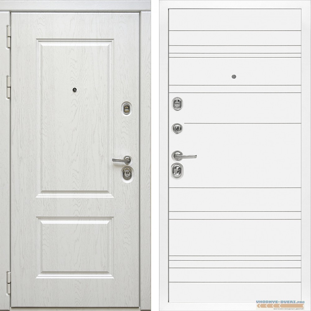 Стальная дверь в квартиру Сударь Diva MD-44 Альберо Браш серебро - Д5 Белый софт