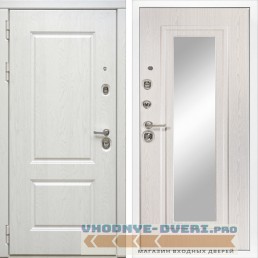 Стальная дверь в квартиру Сударь Diva MD-44 Альберо Браш серебро - М6 Зеркало Дуб филадельфия крем