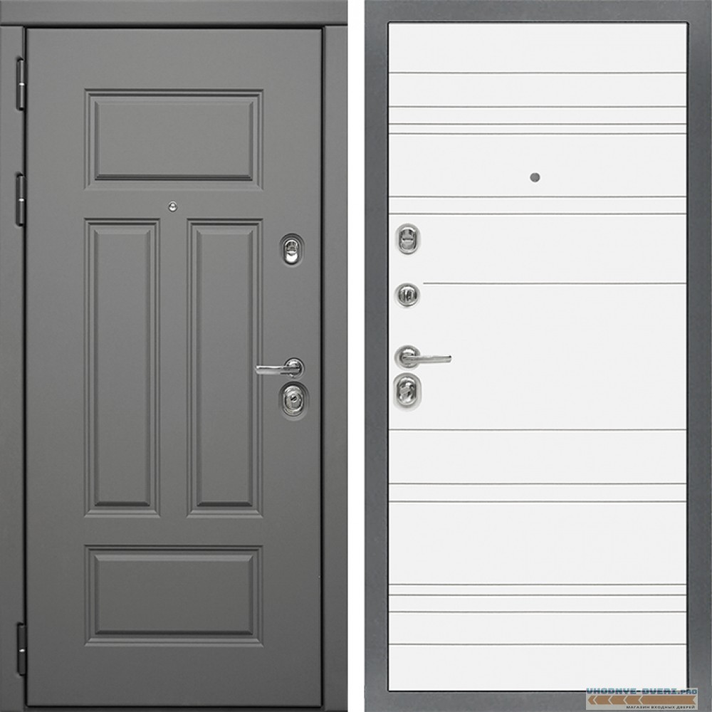 Стальная дверь в квартиру Сударь Diva MД 47 Ясень графит - Д5 Белый софт