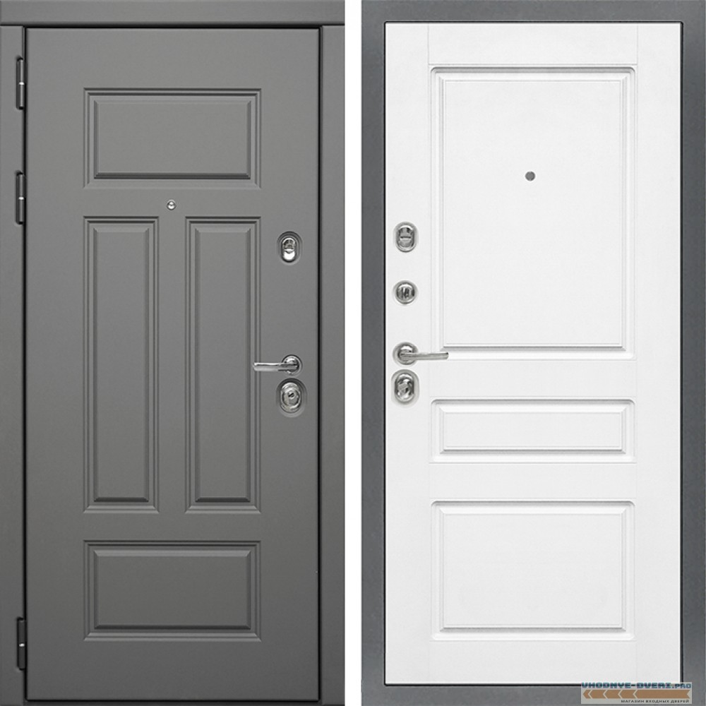 Стальная дверь в квартиру Сударь Diva MД 47 Ясень графит - M13 Белый софт