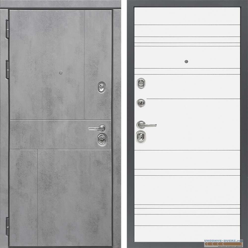 Стальная дверь в квартиру Сударь Diva MД 48 Бетон темный - Д5 Белый софт