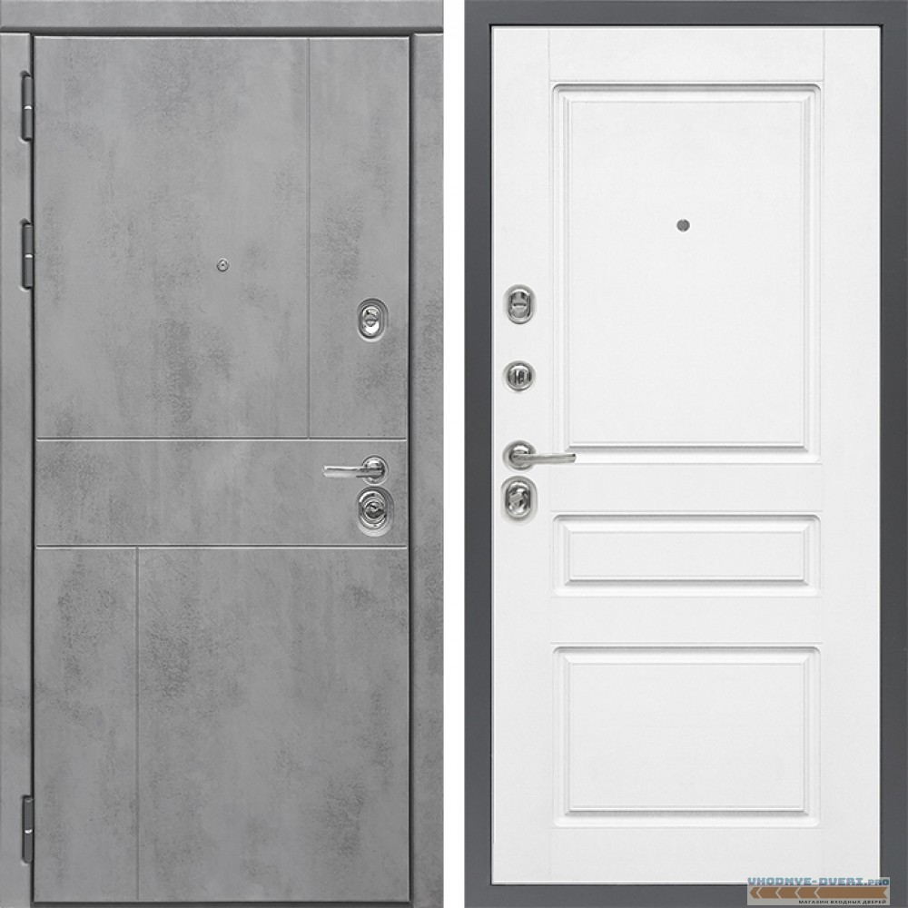 Стальная дверь в квартиру Сударь Diva MД 48 Бетон темный - M13 Белый софт
