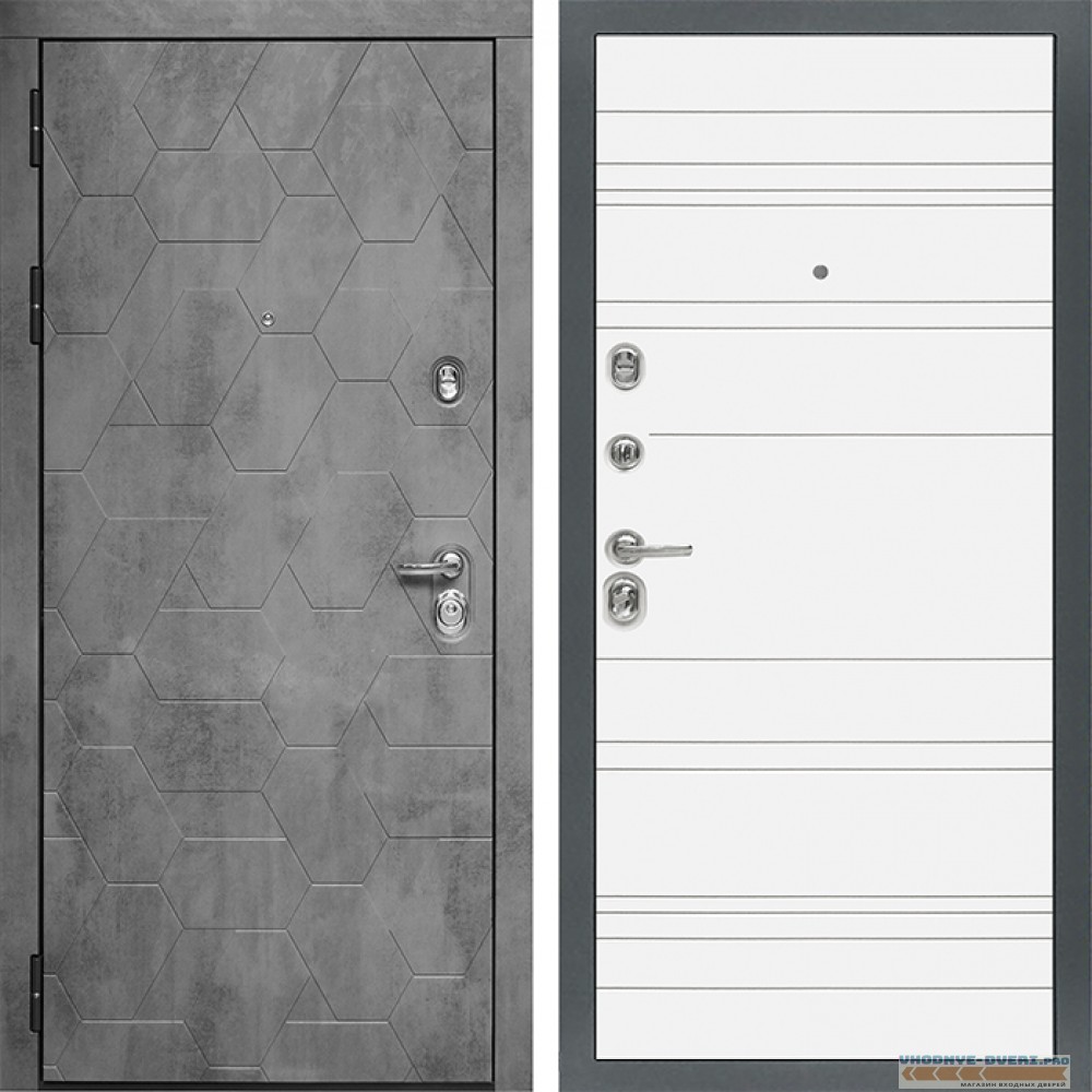 Стальная дверь в квартиру Сударь MД 51 Бетон тёмный - Д5 Белый софт