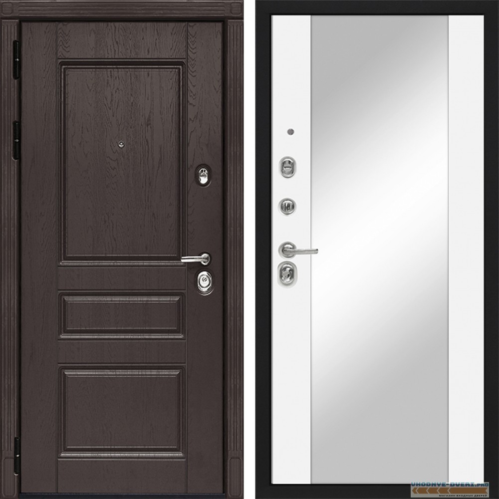 Входная дверь Сударь Diva-90 Крафтовый Дуб - M15 Белый софт с зеркалом