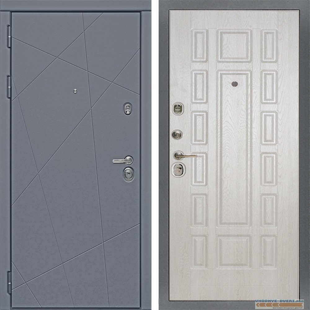 Стальная дверь в квартиру Сударь Diva-91 Серый Софт - М2 Дуб Филадельфия крем