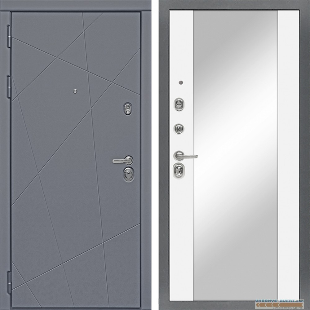 Входная дверь Сударь Diva-91 Серый Софт - M15 Белый софт с зеркалом
