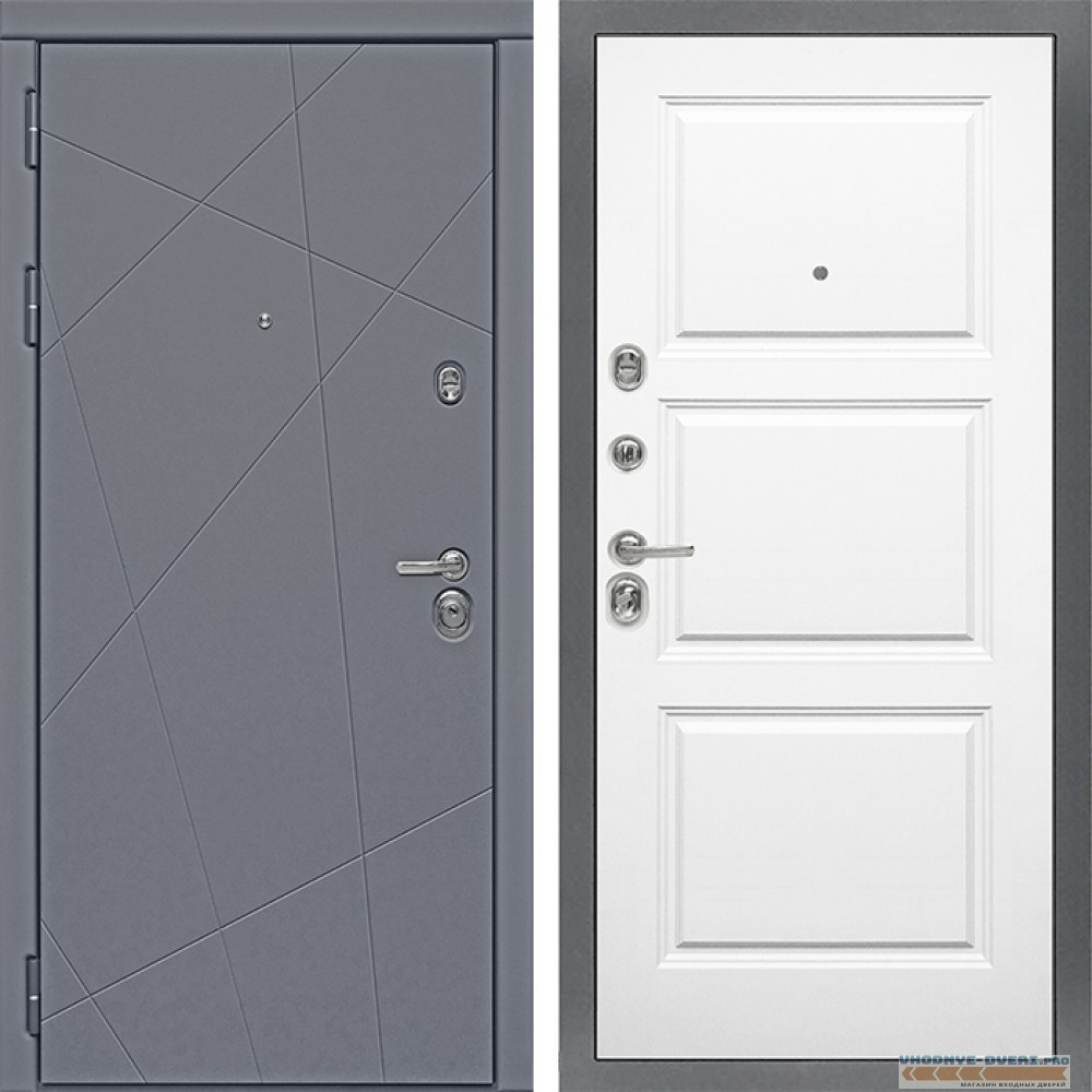 Входная дверь Сударь Diva-91 Серый Софт - M9 Белый софт