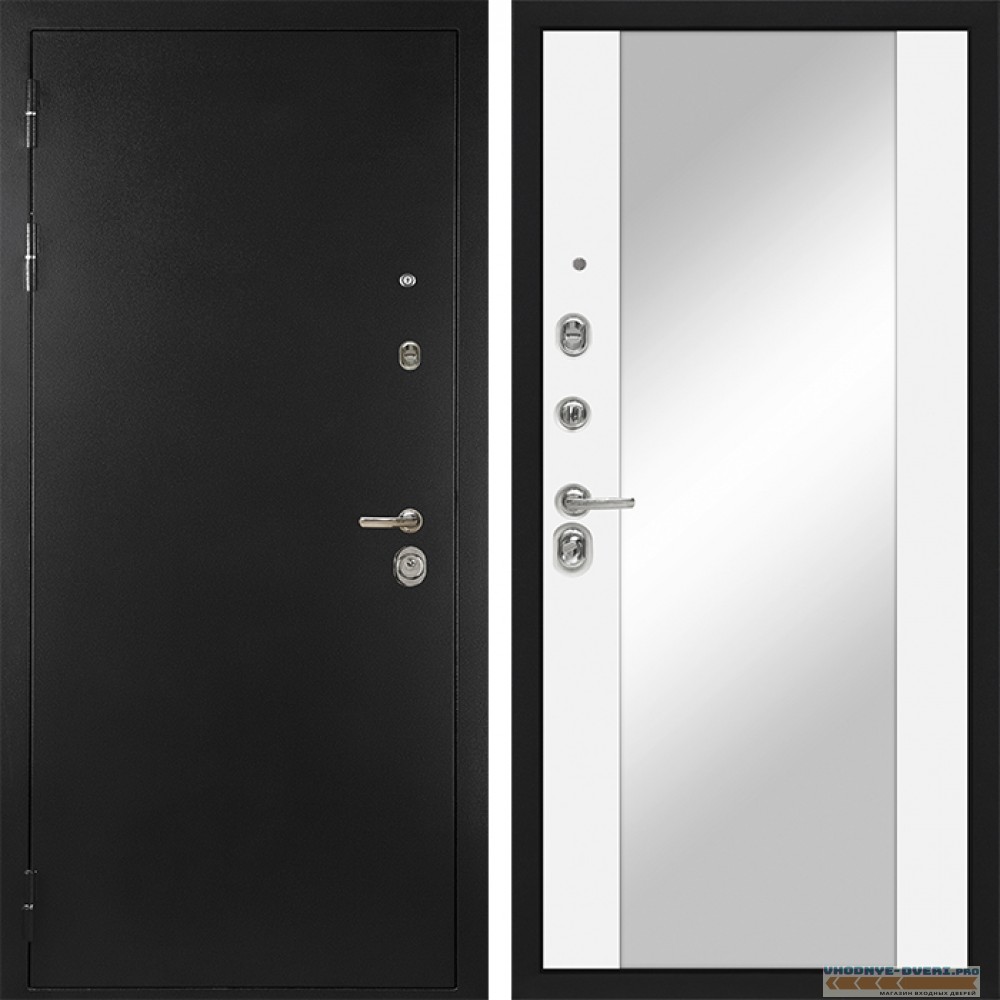 Входная дверь Сударь Diva MD 40 Черный титан - M15 Белый софт с зеркалом