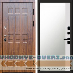 Входная дверь Афина дуб Зеркало фацет Белый софт