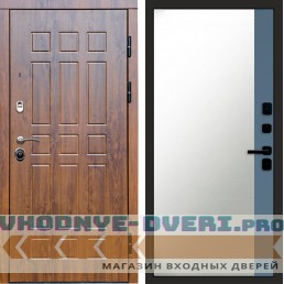 Входная дверь Афина дуб Зеркало фацет Grey софт