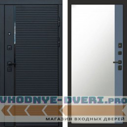 Входная дверь Black Line Зеркало фацет grey софт