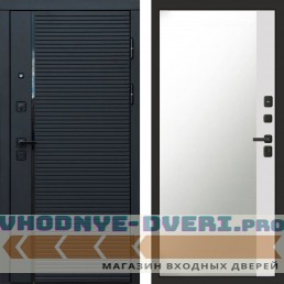 Входная дверь Black Line Зеркало фацет белый софт