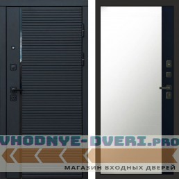Входная дверь Black Line Зеркало фацет черный кварц