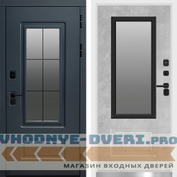 Дверь ТЕРМО ЭВЕРЕСТ ГРАФИТ с белой коробкой - Бетон светлый