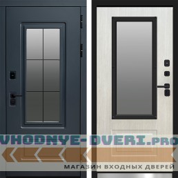 Входная дверь ТЕРМО ЭВЕРЕСТ ГРАФИТ - Белая лиственница