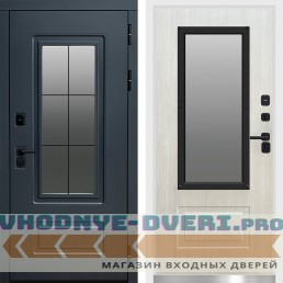 Входная дверь ТЕРМО ЭВЕРЕСТ ГРАФИТ с белой коробкой - Белая лиственница