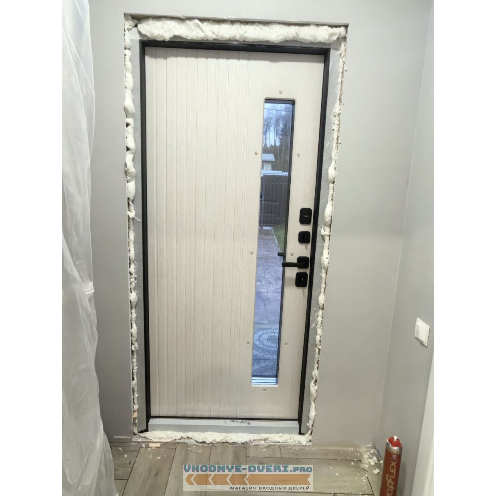 Дверь Флагман Черный кварц Termo Door Слоновая кость