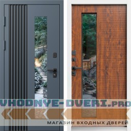 Дверь ТЕРМО ФОРТИС RAL 7024 со стеклопакетом, белый короб - Дуб