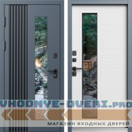 Дверь уличная со стеклом Termo Door со стеклом Фортис RAL 7024 Белая лиственница