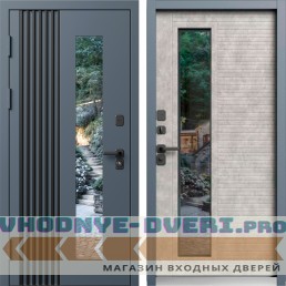 Дверь уличная со стеклом Termo Door со стеклом Фортис RAL 7024 Бетон светлый