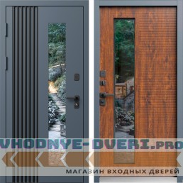 Дверь уличная со стеклом Termo Door со стеклом Фортис RAL 7024 Дуб