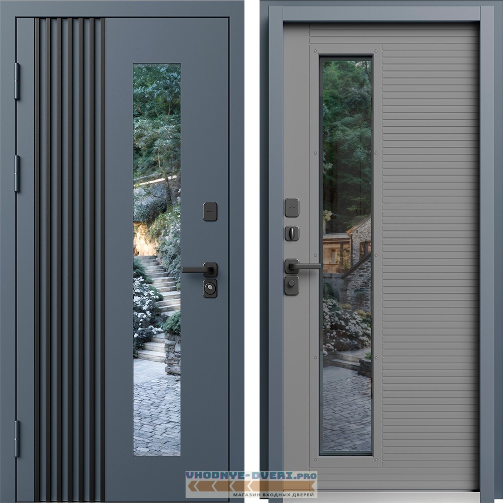 Дверь уличная со стеклом Termo Door со стеклом Фортис RAL 7024 Grey Soft