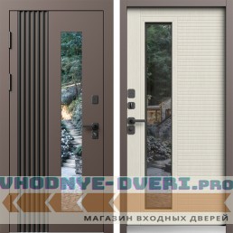 Входная дверь ТЕРМО ФОРТИС RAL 8019 со стеклопакетом - Белая лиственница