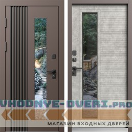 Входная дверь ТЕРМО ФОРТИС RAL 8019 со стеклопакетом - Бетон светлый