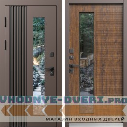Входная дверь ТЕРМО ФОРТИС RAL 8019 со стеклопакетом - Дуб 