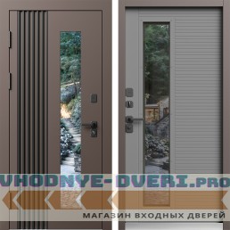 Входная дверь ТЕРМО ФОРТИС RAL 8019 со стеклопакетом - Grey Soft