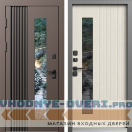 Входная дверь ТЕРМО ФОРТИС RAL 8019 со стеклопакетом - Слоновая кость