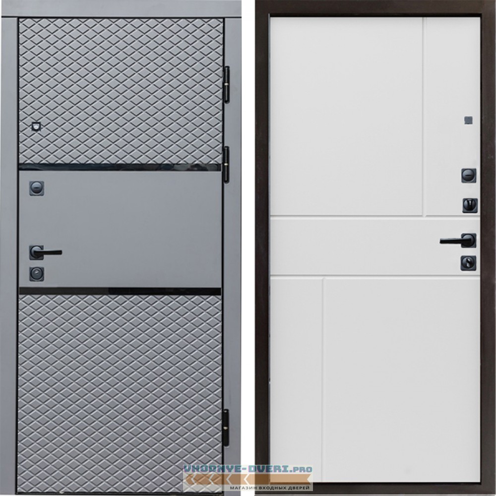 Входная дверь Termo Door Fusion Black Горизонт белый