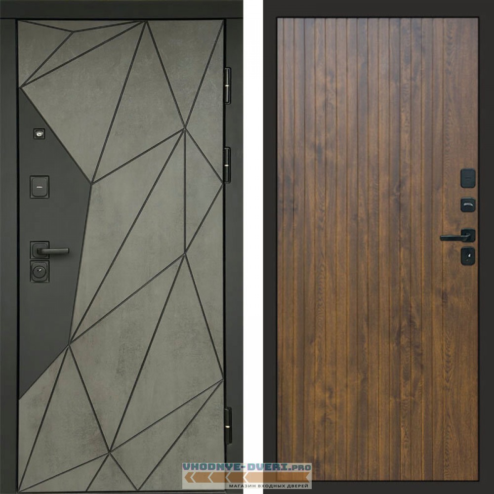 Входная дверь Геометрия Бетон Flat дуб