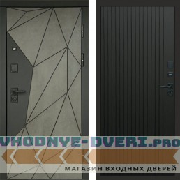 Входная дверь Геометрия Бетон Flat черный кварц