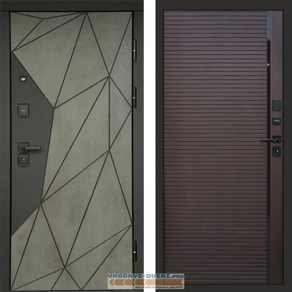 Входная дверь Геометрия Бетон porte шоколад