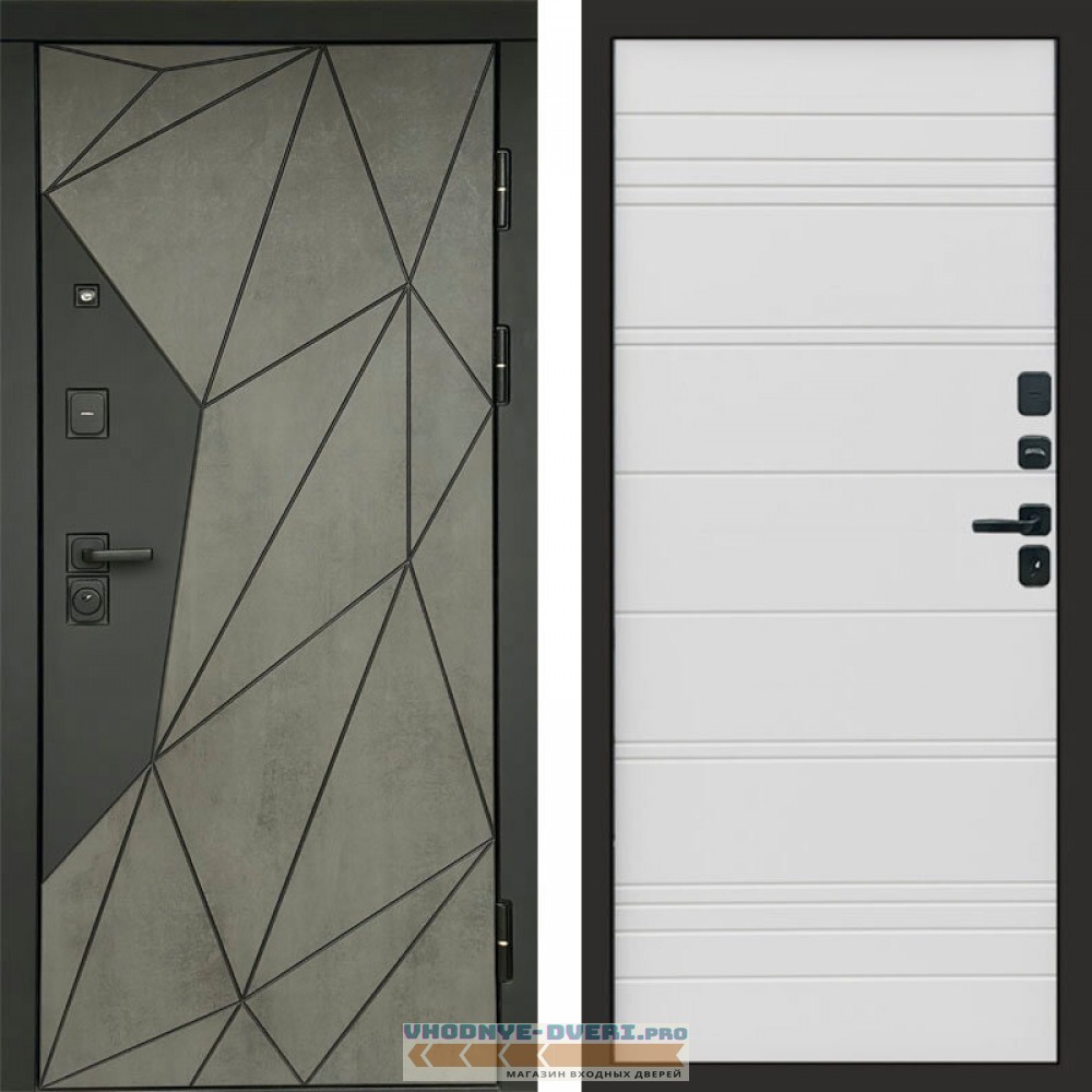Входная дверь Геометрия Бетон white line