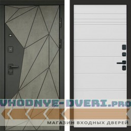 Входная дверь Геометрия Бетон white line