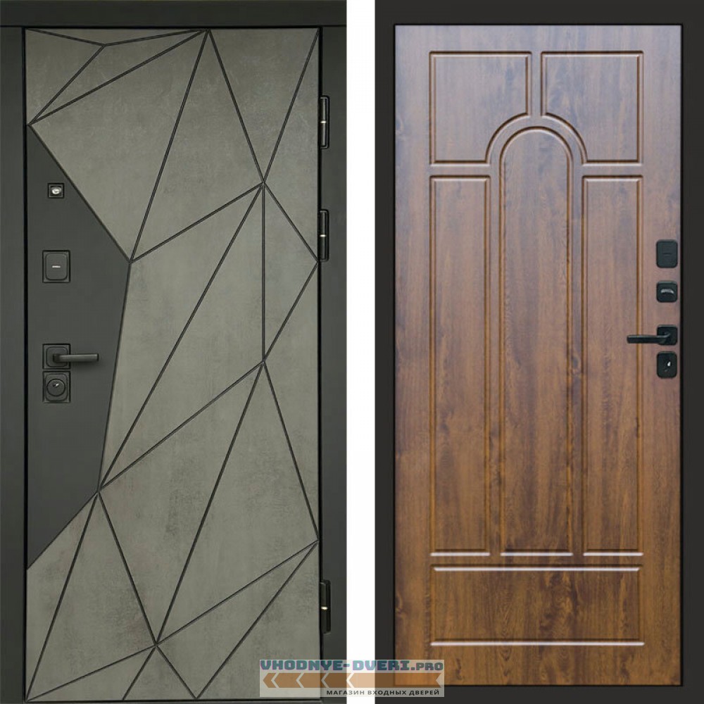 Входная дверь Геометрия Бетон Арка дуб