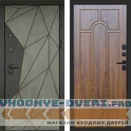 Входная дверь Геометрия Бетон Арка дуб