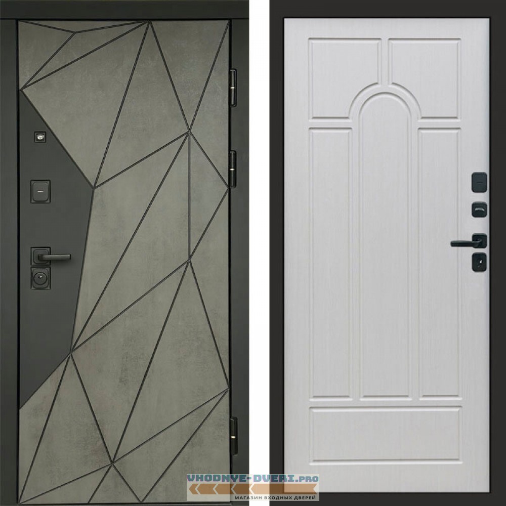 Входная дверь Геометрия Бетон Арка лиственница