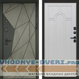 Входная дверь Геометрия Бетон Арка лиственница