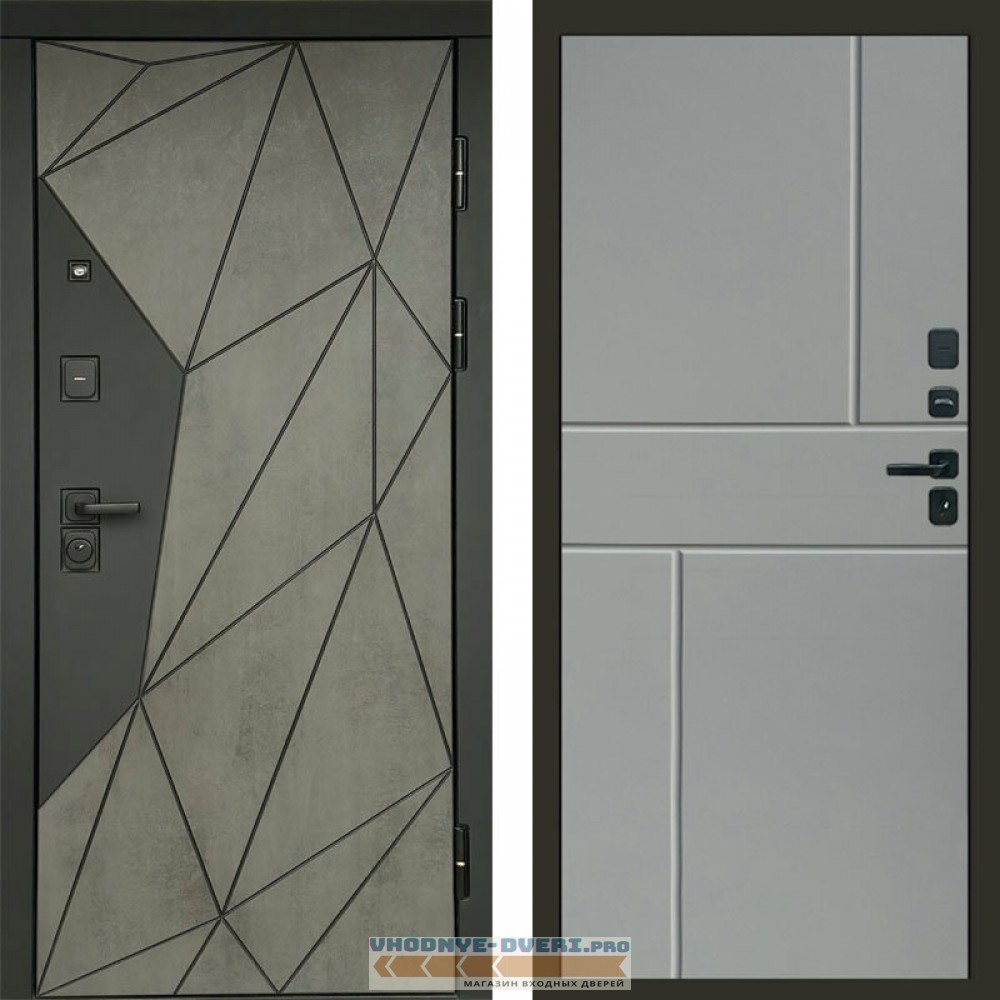 Входная дверь Геометрия Бетон Горизонт Grey софт
