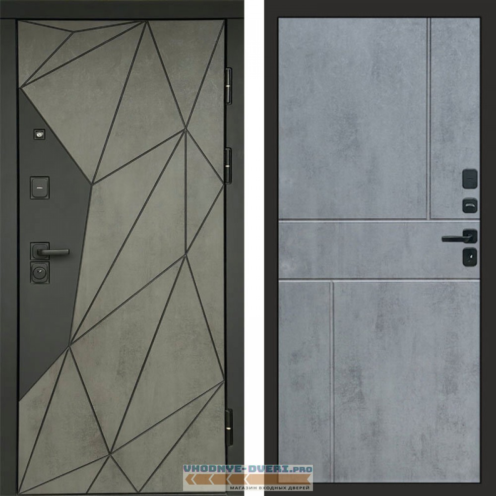 Входная дверь Геометрия Бетон Горизонт бетон темный