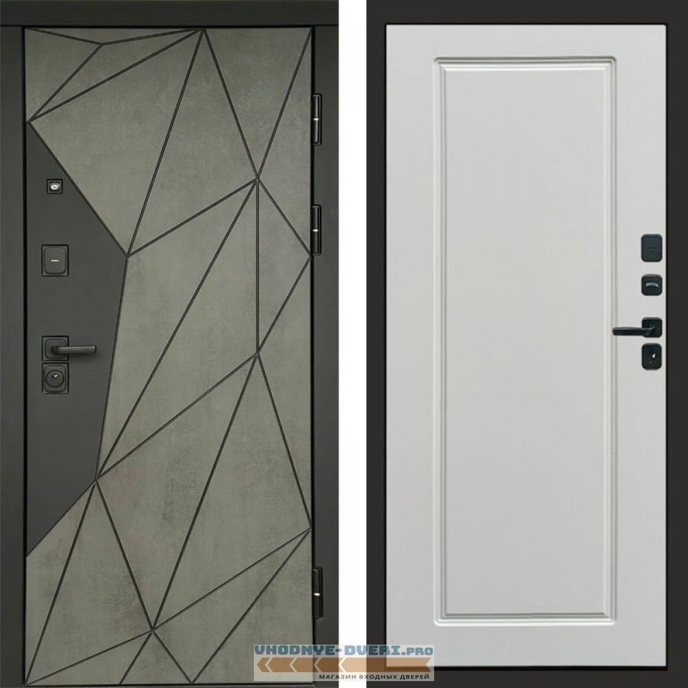 Входная дверь Геометрия Бетон Гранд белый софт