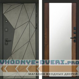 Входная дверь Геометрия Бетон Зеркало дуб