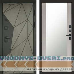 Входная дверь Геометрия Бетон Зеркало лиственница