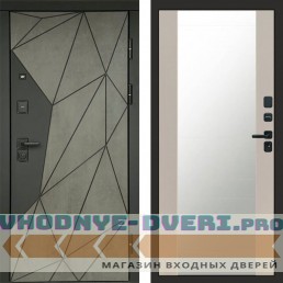 Входная дверь Геометрия Бетон Зеркало слоновая кость